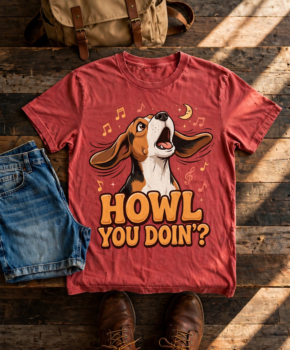 Howl You Doin' Beagle Tee - Brick