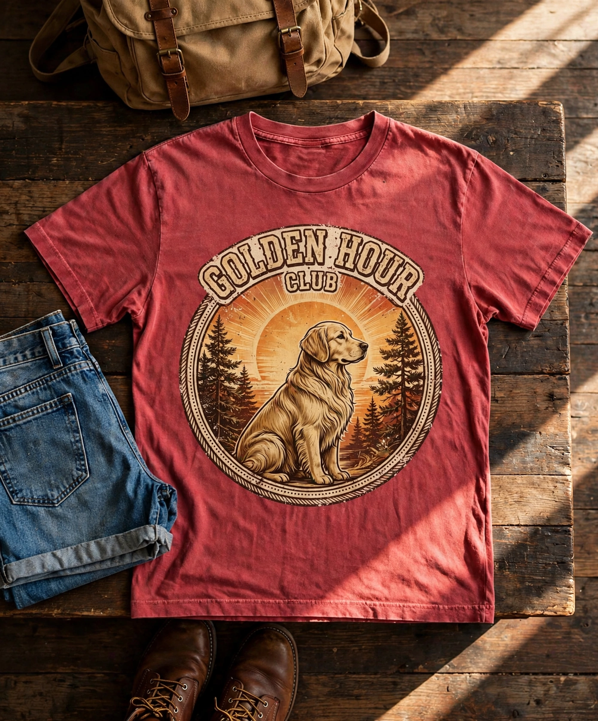 Golden Hour Club Golden Retriever Tee - Brick