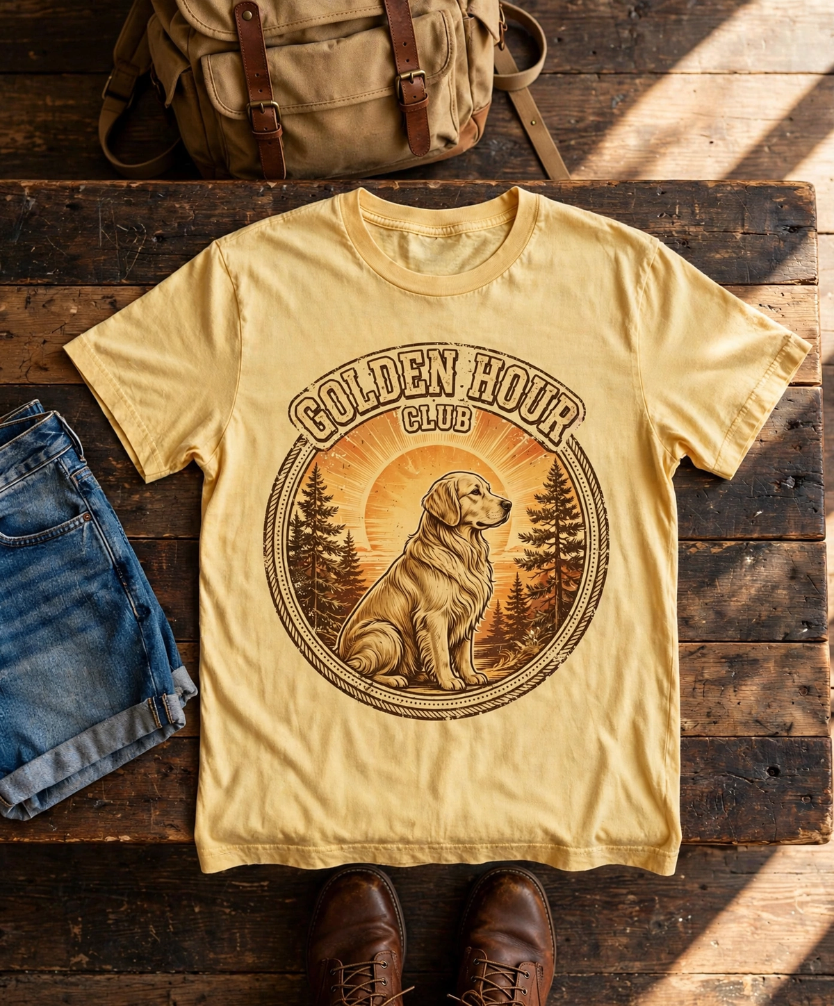 Golden Hour Club Golden Retriever Tee - Butter