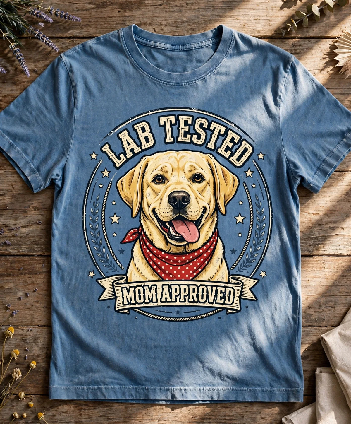 Lab Tested, Mom Approved Labrador Tee - Blue Jean