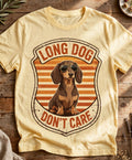 'Long Dog Don't Care' Dachshund T-Shirt in Butter