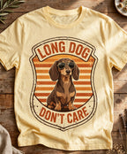 'Long Dog Don't Care' Dachshund T-Shirt in Butter