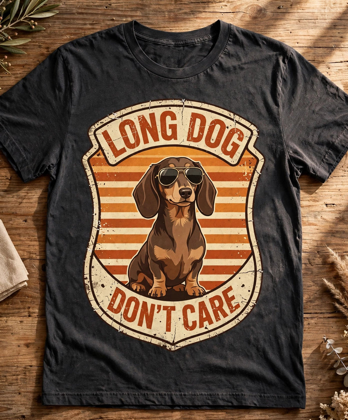 Long Dog Don't Care Dachshund Tee - Pepper