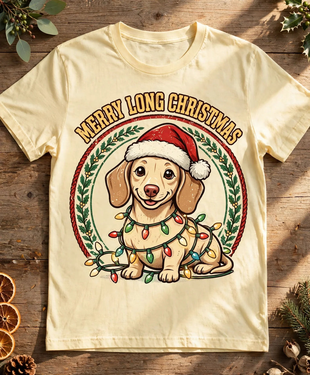 'Merry Long Christmas' Dachshund T-Shirt — alternate view