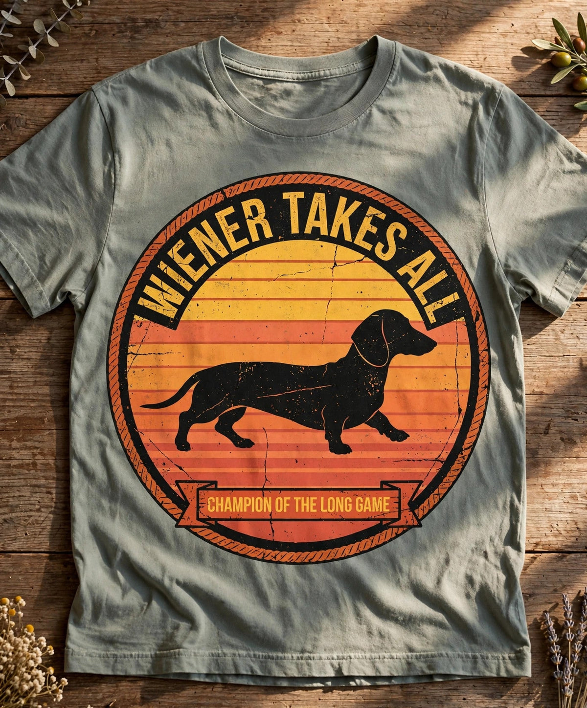 Wiener Takes All Dachshund Tee - Bay
