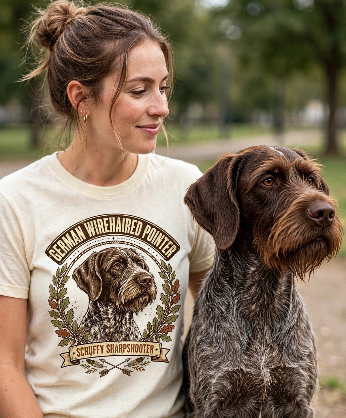 'Scruffy Sharpshooter' German Wirehaired Pointer T-Shirt — alternate view