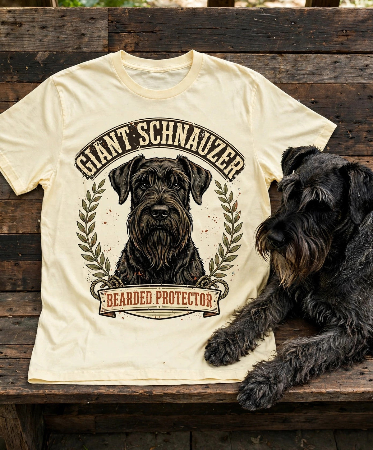 Giant Schnauzer Bearded Protector Tee — Comfort Colors fabric detail