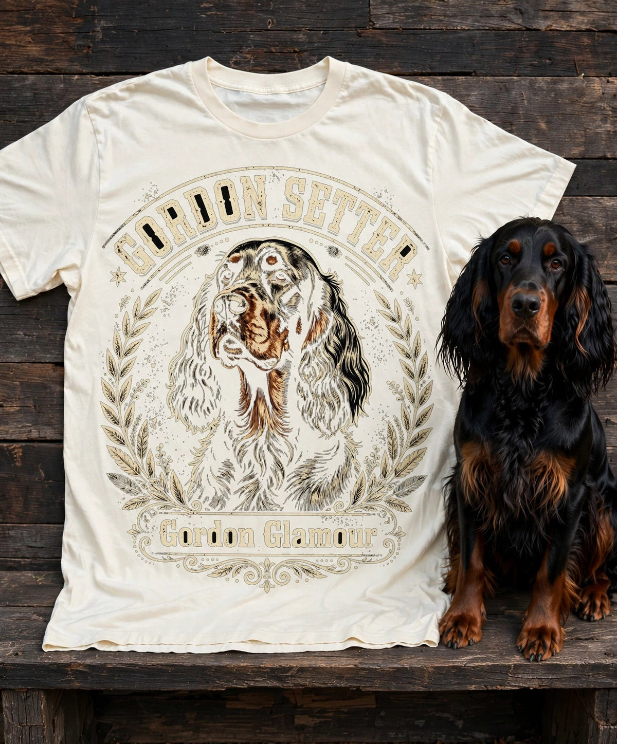 'Gordon Glamour' Gordon Setter T-Shirt in Butter