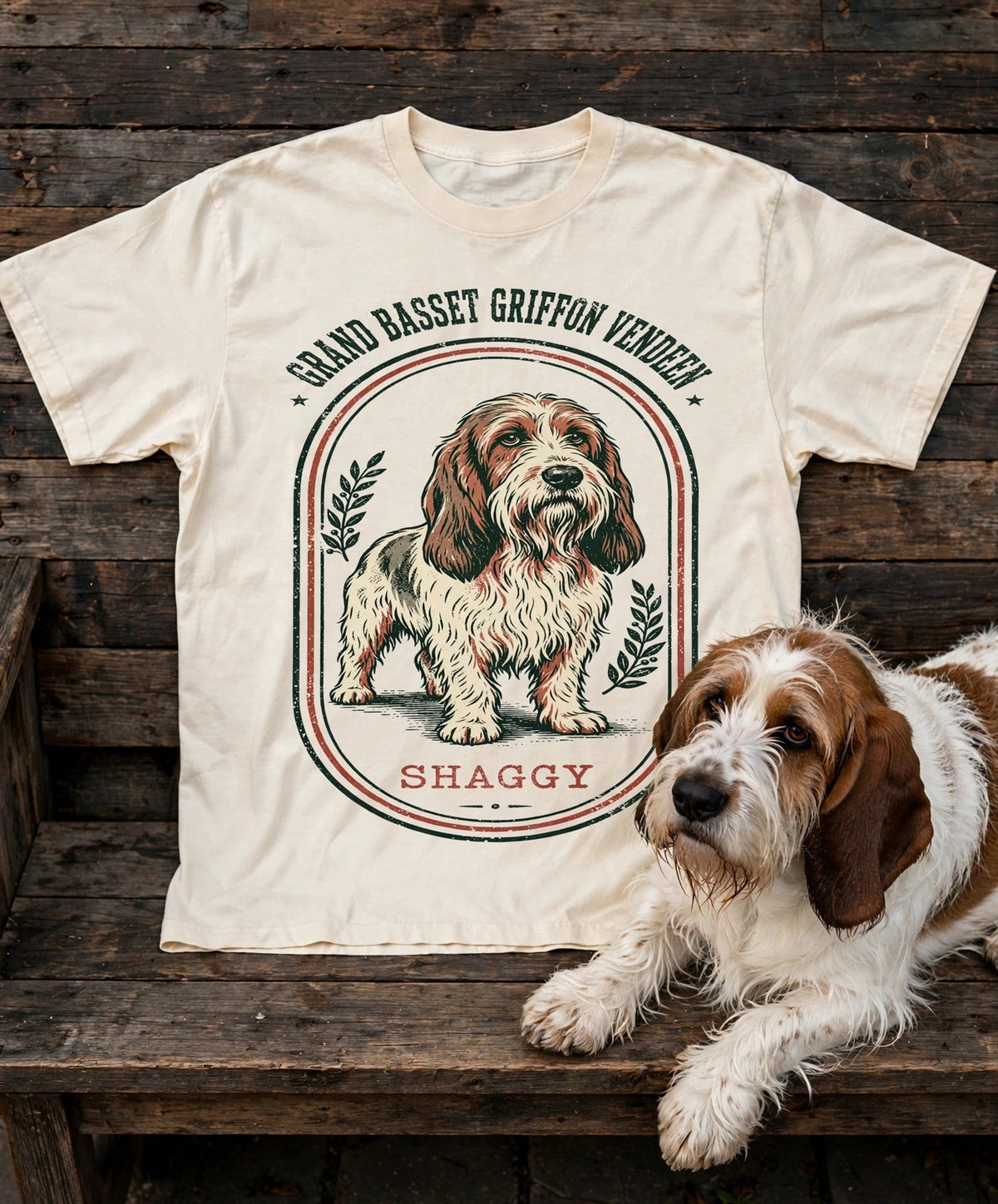 Grand Basset Griffon Vendeen Shaggy Tee — Comfort Colors fabric detail