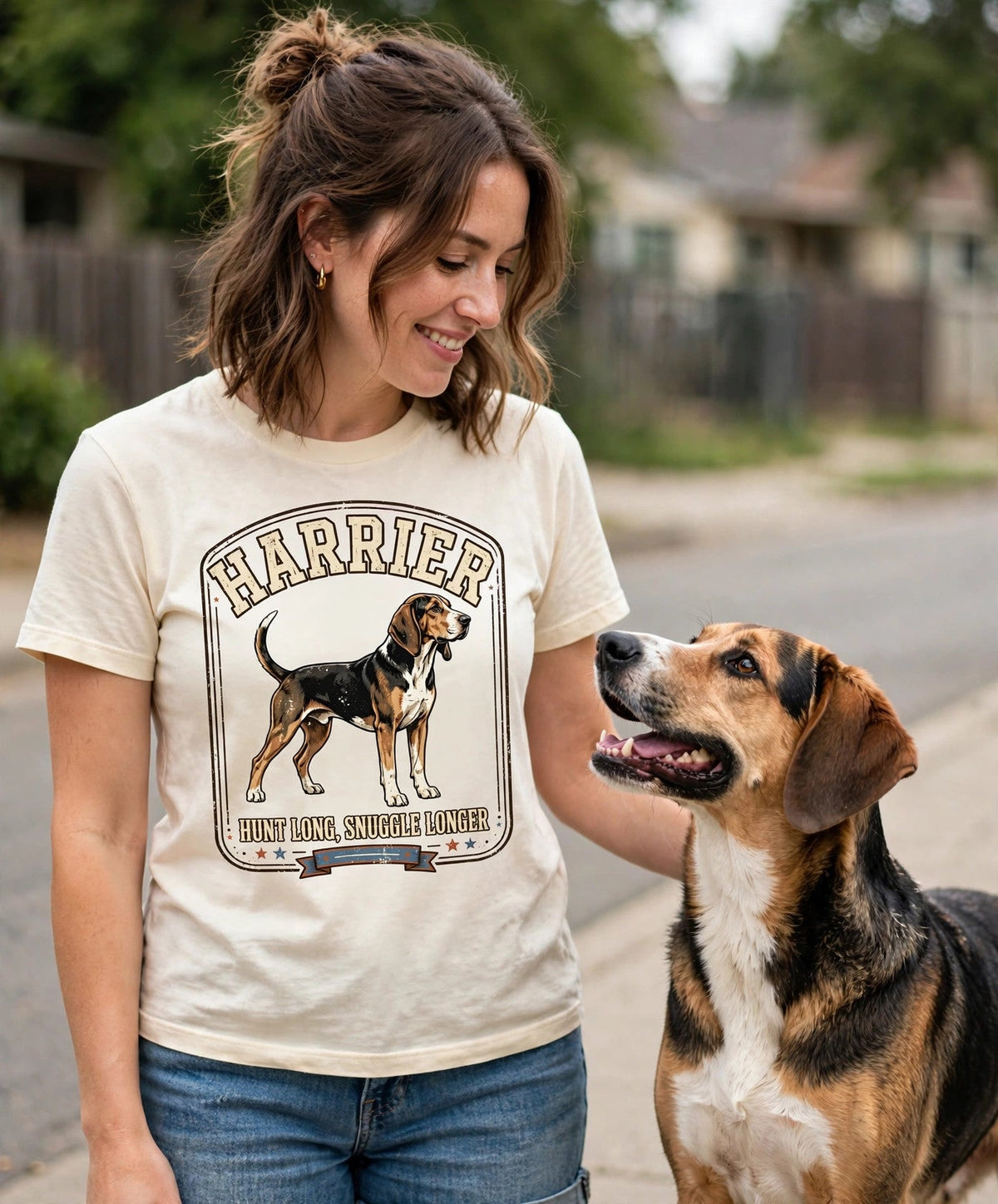 'Hunt Long, Snuggle Longer' Harrier T-Shirt — alternate view