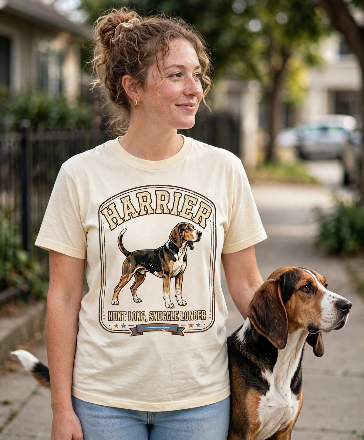 'Hunt Long, Snuggle Longer' Harrier T-Shirt — alternate view