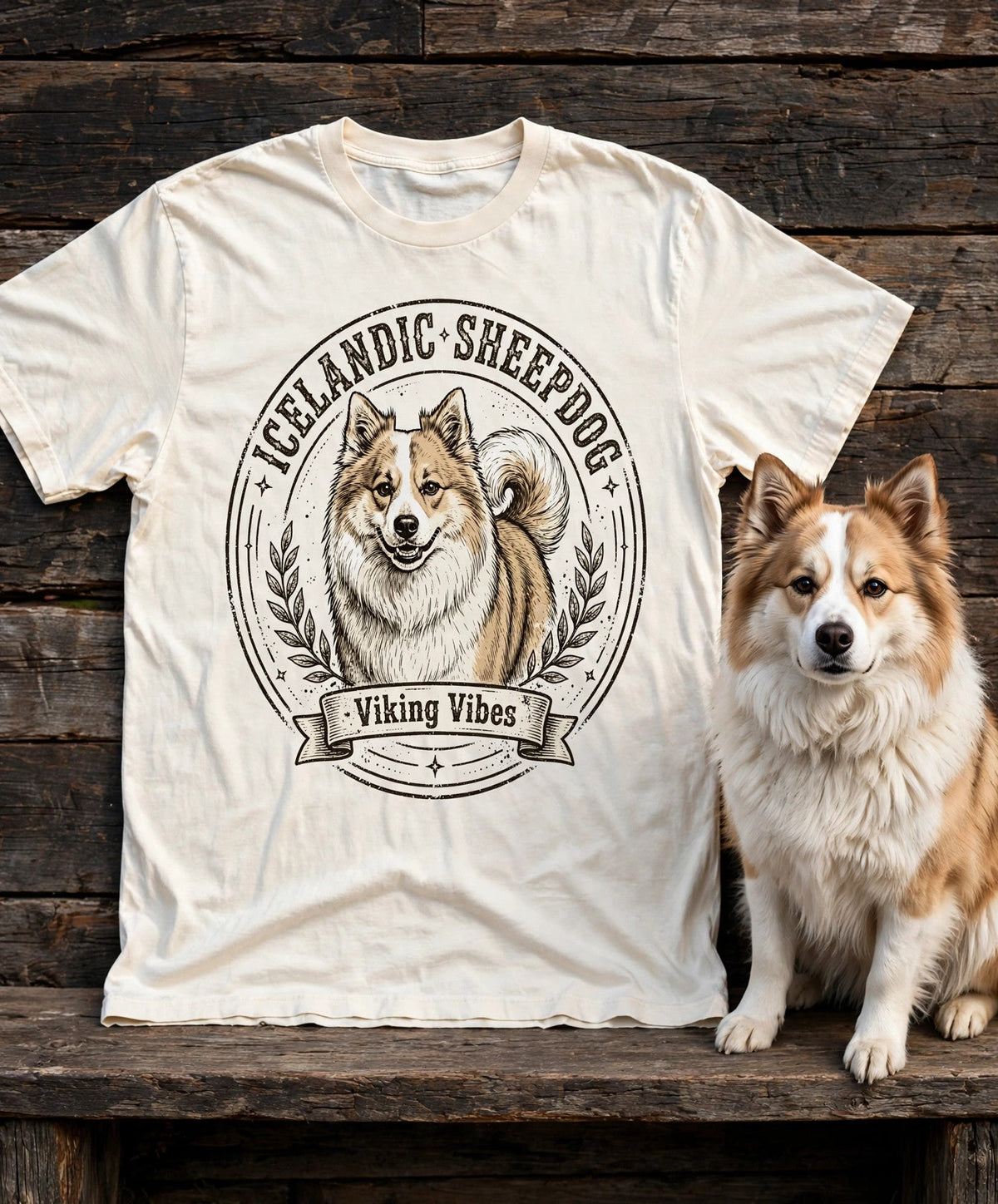 Icelandic Sheepdog Viking Vibes Tee — Comfort Colors fabric detail