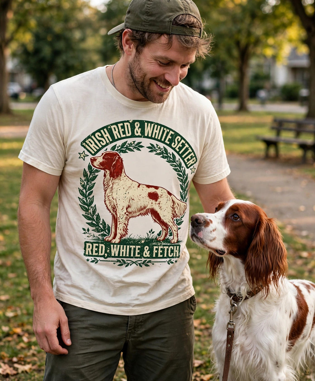 'Red White Fetch' Irish Red and White Setter T-Shirt — alternate view