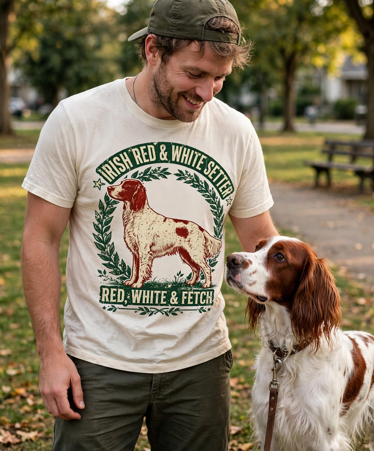'Red White Fetch' Irish Red and White Setter T-Shirt — alternate view