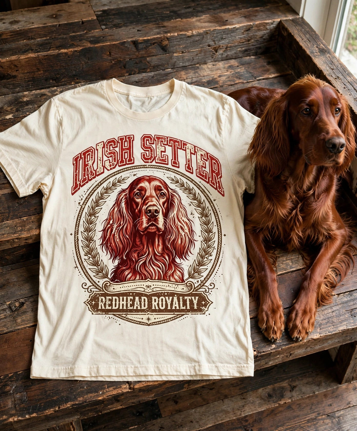 Irish Setter Redhead Royalty Tee — Comfort Colors fabric detail