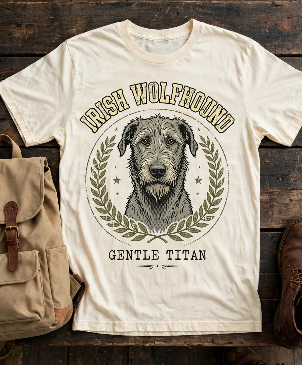 'Gentle Titan' Irish Wolfhound T-Shirt — alternate view