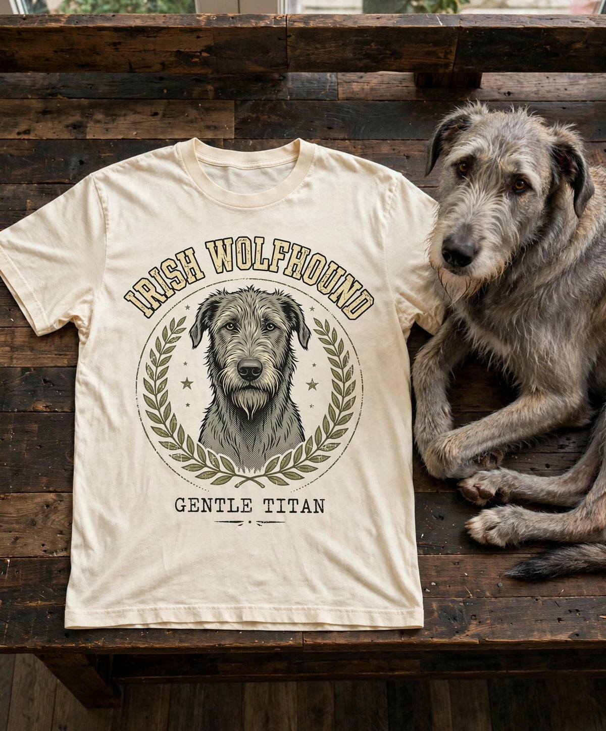 Irish Wolfhound Gentle Titan Tee — Comfort Colors fabric detail