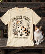 'Good Luck Charm' Japanese Bobtail Cat T-Shirt in Butter