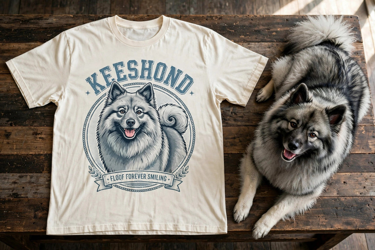 'Floof Forever Smiling' Keeshond T-Shirt — alternate view