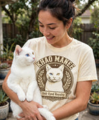 'Odd-Eyed Royalty' Khao Manee Cat T-Shirt in Butter