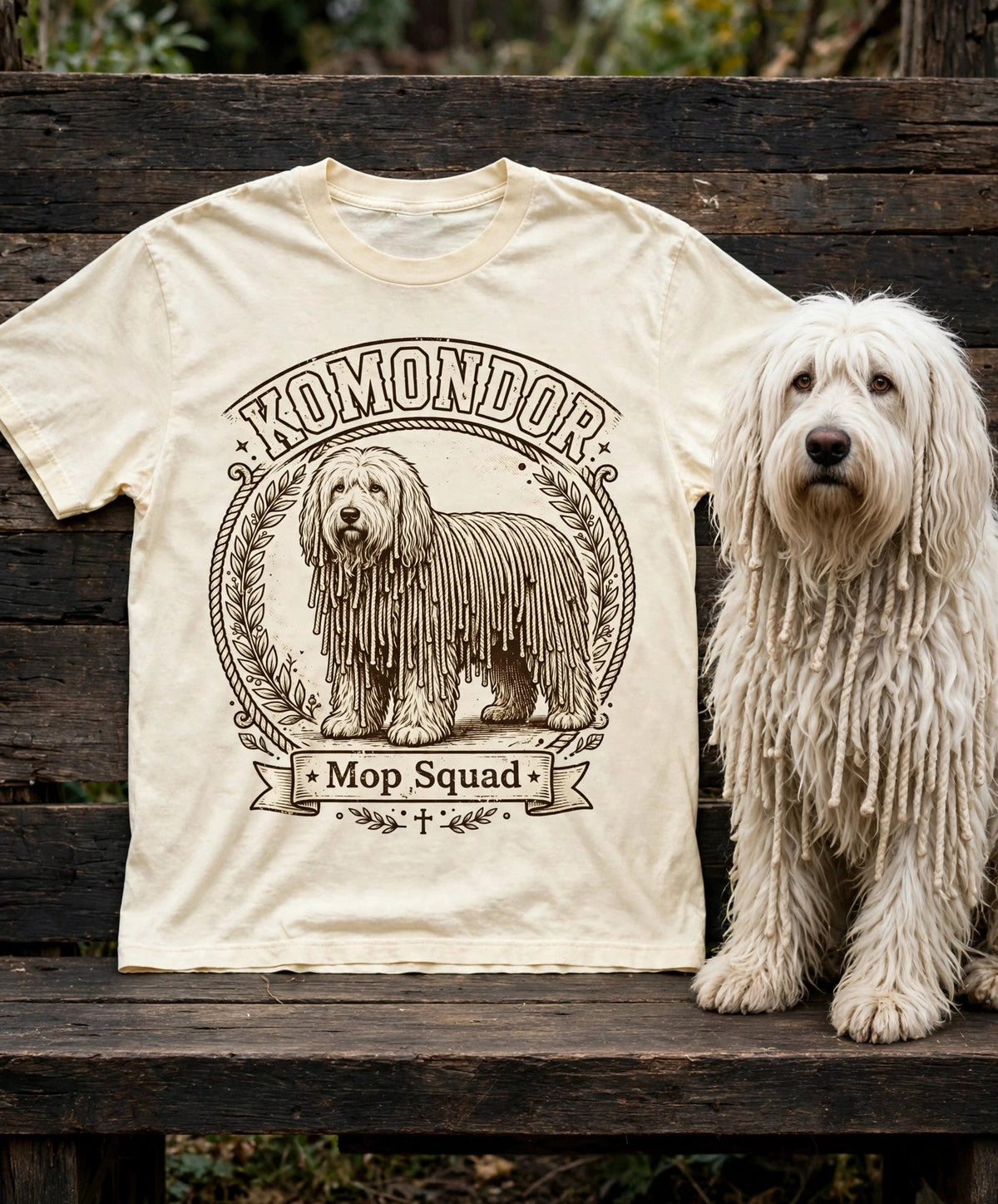 'Mop Squad' Komondor T-Shirt in Butter