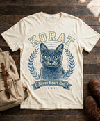 'Silver Heart Cat' Korat Cat T-Shirt in Butter
