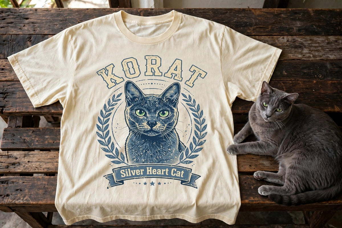 Silver Heart Cat Korat Tee in Butter