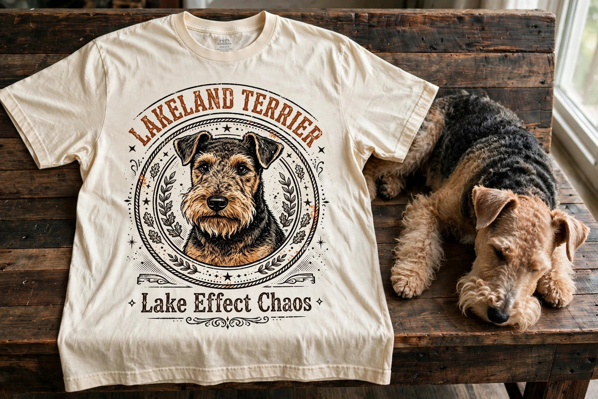 'Lake Effect Chaos' Lakeland Terrier T-Shirt — alternate view
