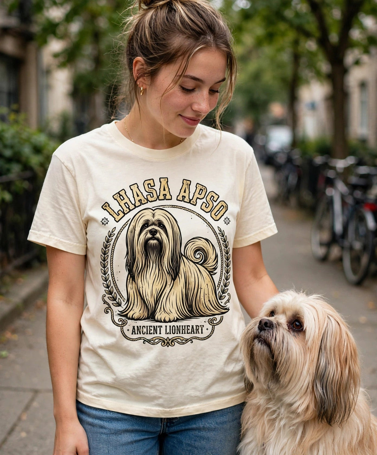 'Ancient Lionheart' Lhasa Apso T-Shirt in Butter