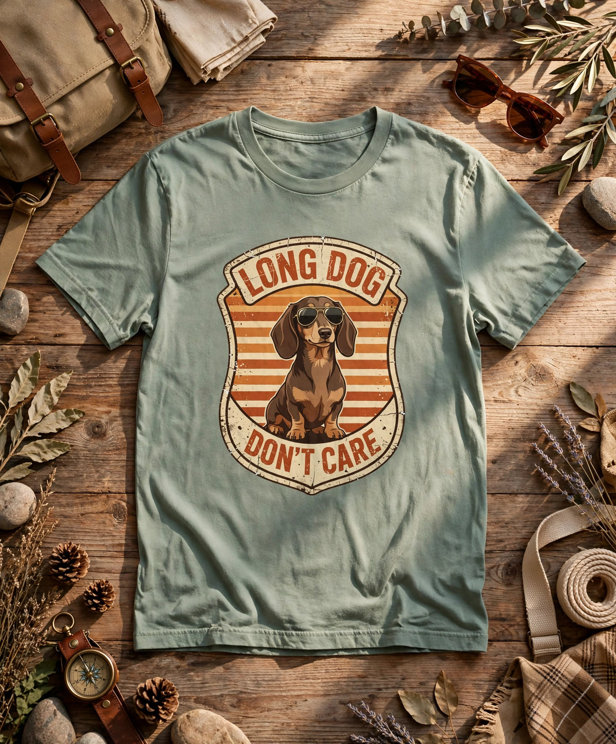 Dachshund Long Dog Don't Care Tee