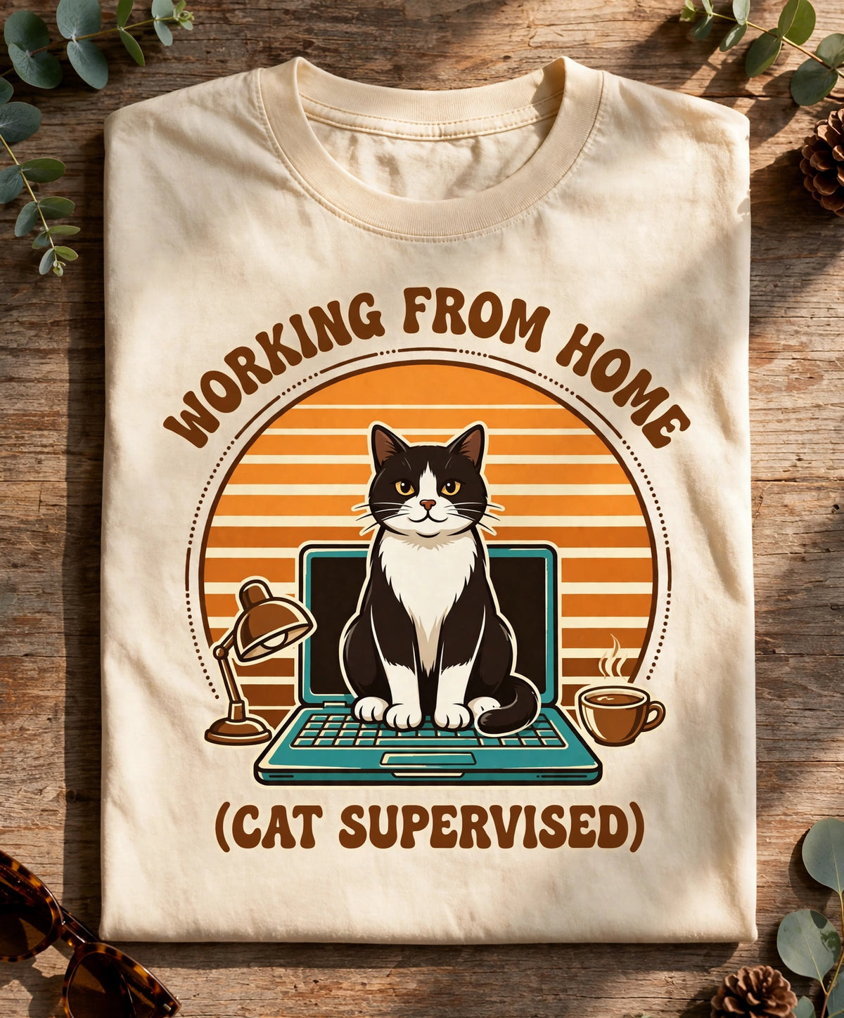 Working From Home Cat Supervised Tee