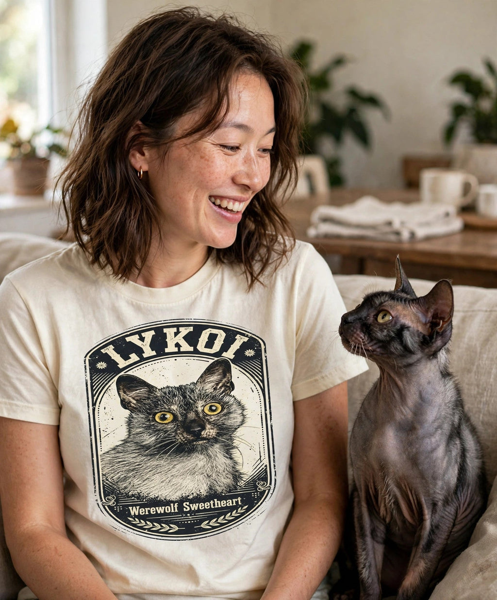 'Werewolf Sweetheart' Lykoi Cat T-Shirt — alternate view