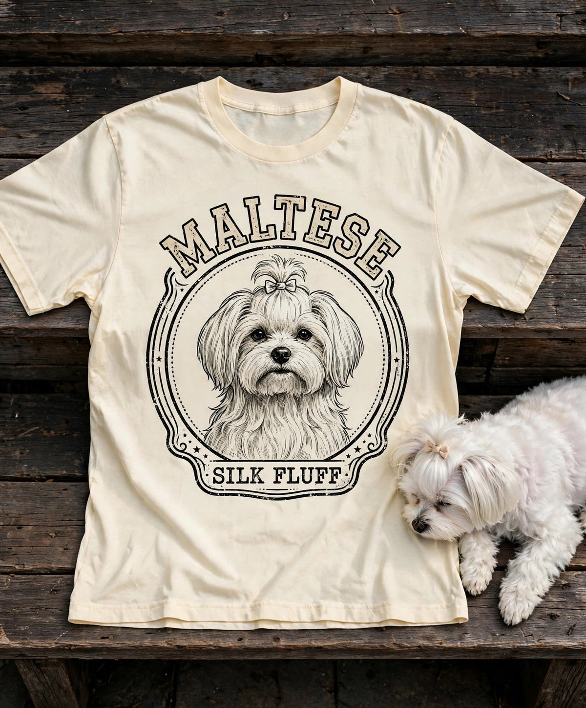 Maltese Silk Fluff Tee — Comfort Colors fabric detail