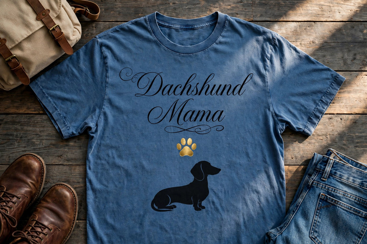 Dachshund Mama Dachshund Tee - Blue Jean flat lay