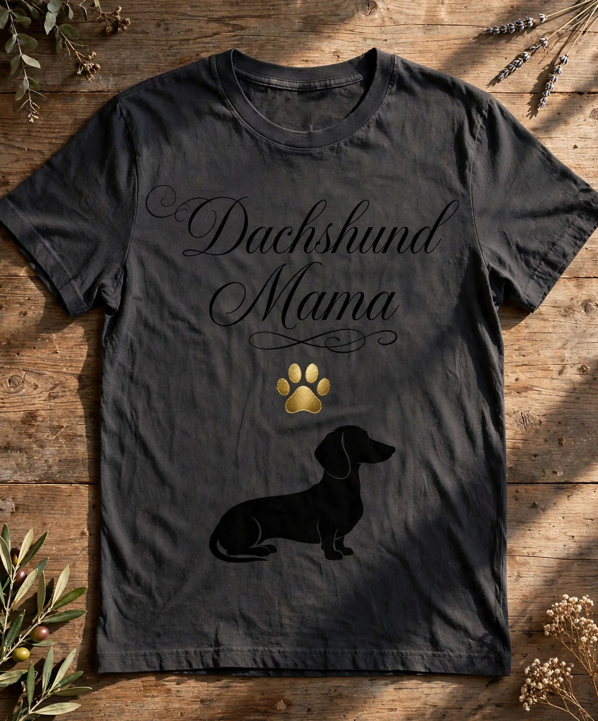 Dachshund Mama Dachshund Tee - Pepper flat lay