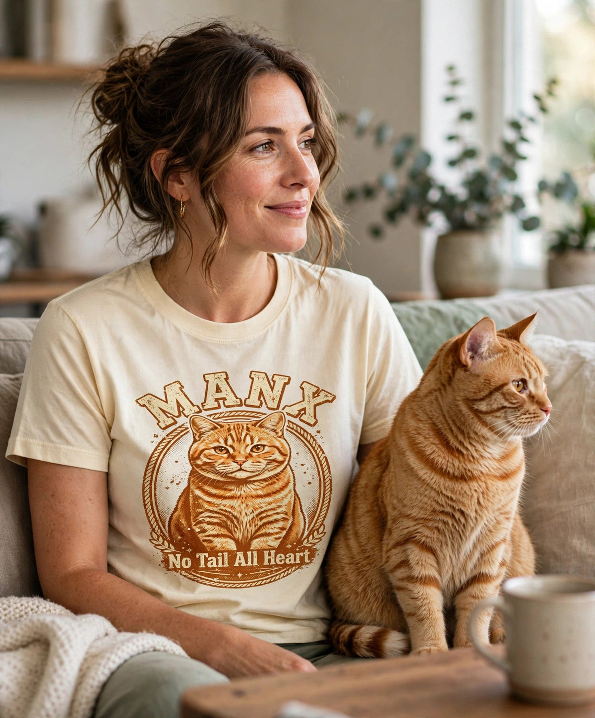 'No Tail All Heart' Manx Cat T-Shirt — alternate view