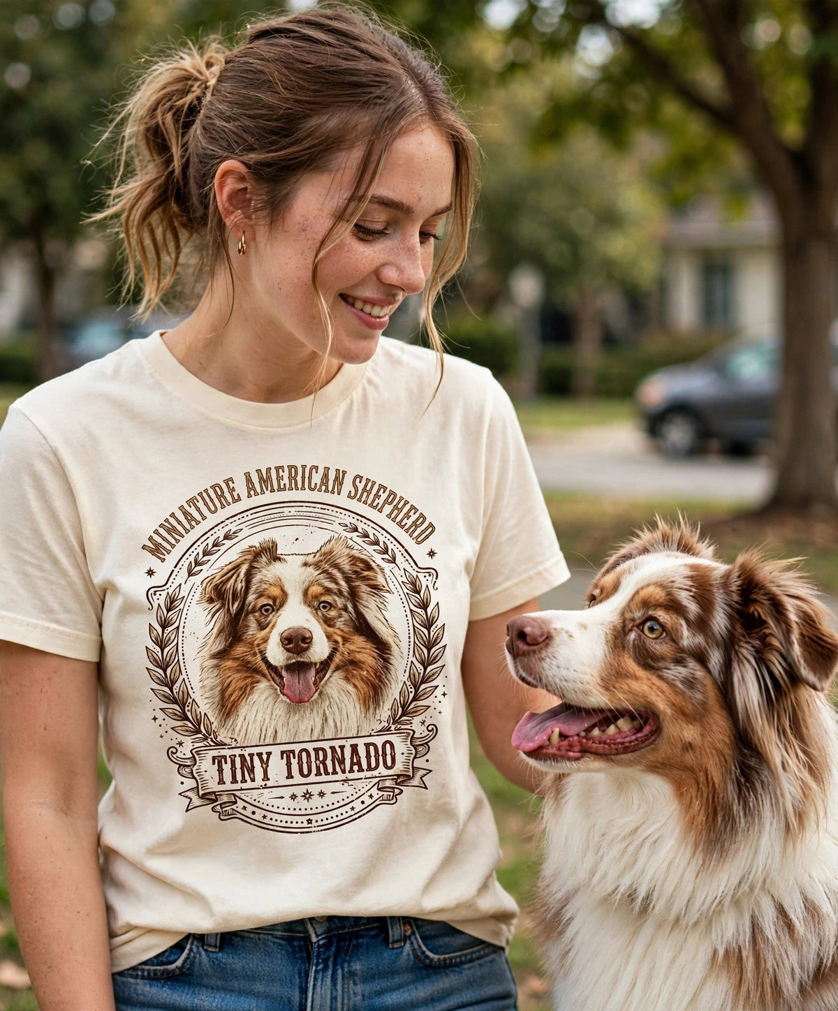 Miniature American Shepherd Tiny Tornado Tee — Comfort Colors fabric detail