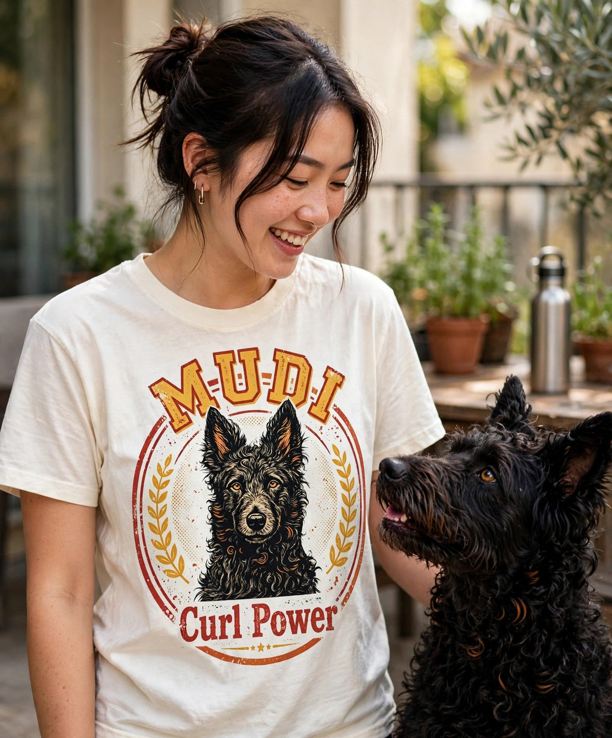 'Curl Power' Mudi T-Shirt in Butter