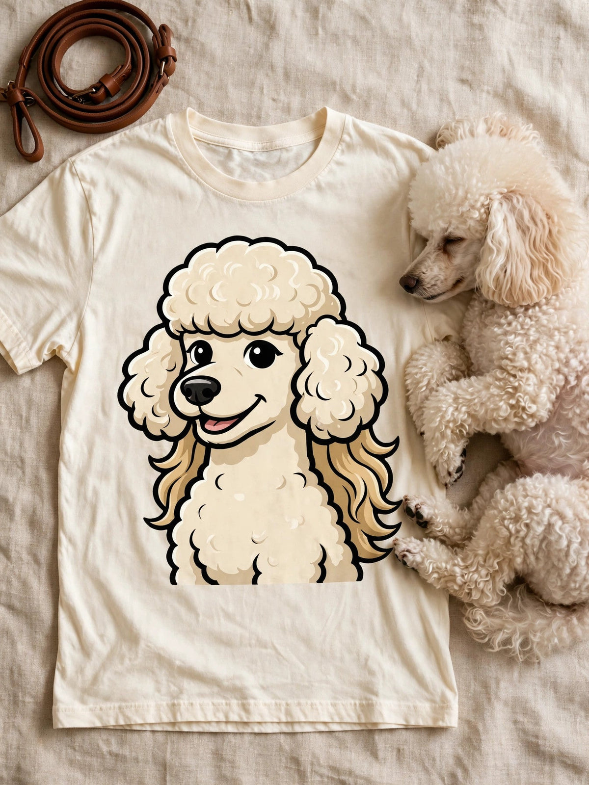 'Mullet Poodle' Poodle T-Shirt in Butter