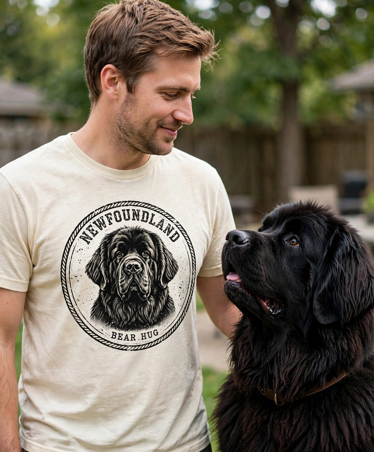 Newfoundland Bear Hug Tee — Comfort Colors fabric detail