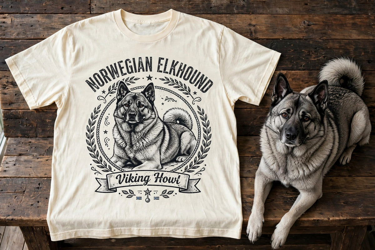'Viking Howl' Norwegian Elkhound T-Shirt — alternate view