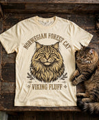 'Viking Fluff' Norwegian Forest Cat T-Shirt in Butter