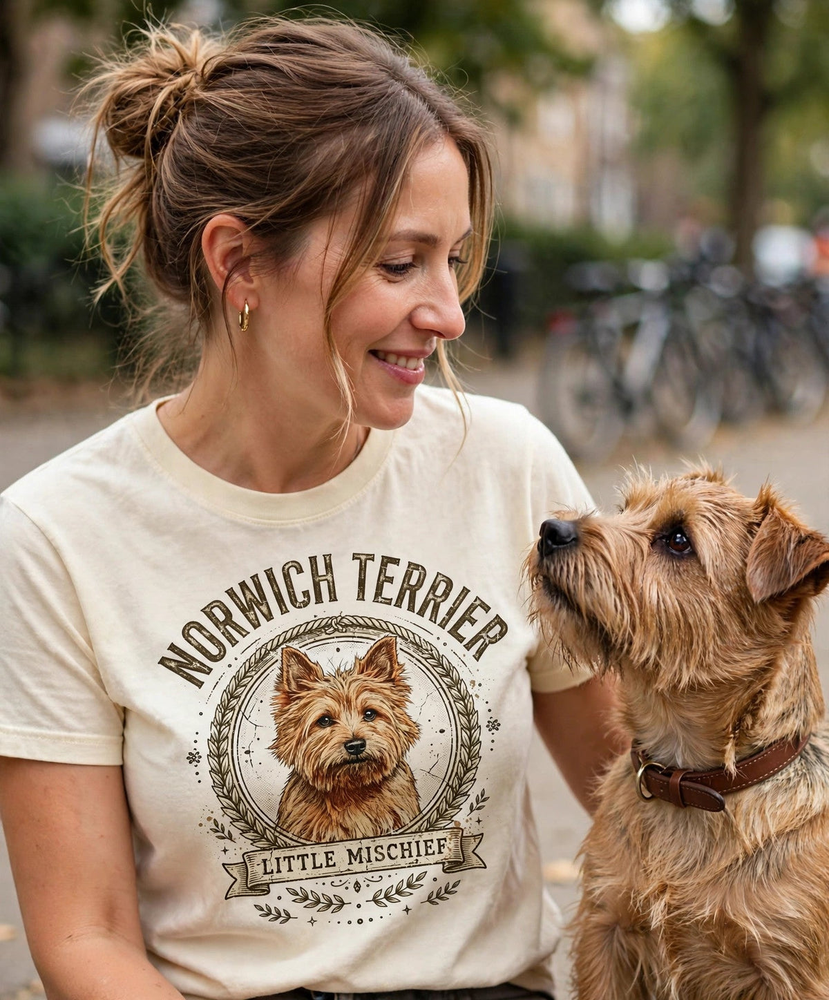 'Little Mischief' Norwich Terrier T-Shirt — alternate view