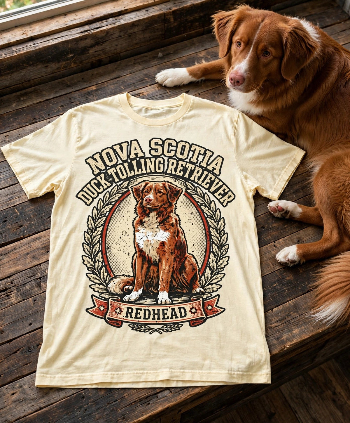 'Redhead' Nova Scotia Duck Tolling Retriever T-Shirt in Butter