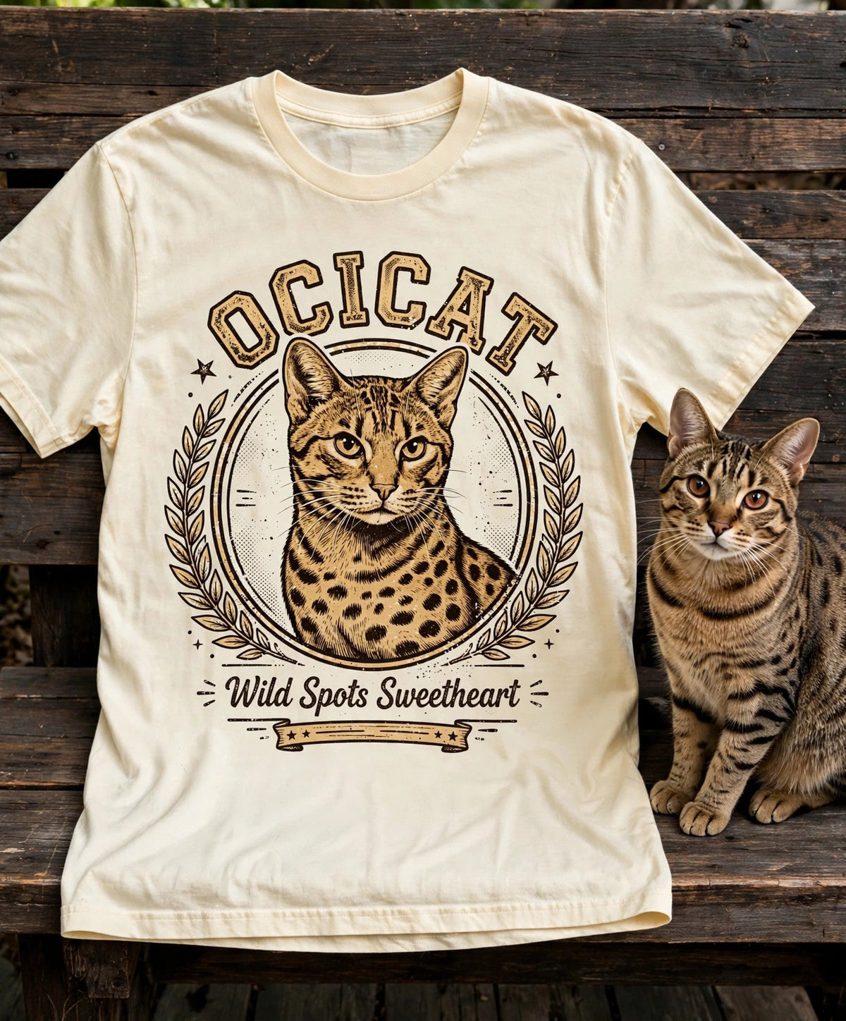 Wild Spots Sweetheart Ocicat Tee in Butter