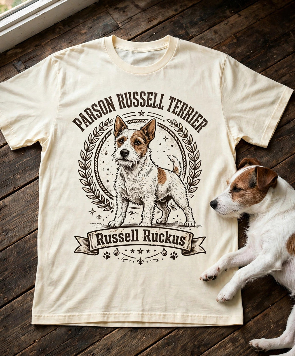'Russell Ruckus' Parson Russell Terrier T-Shirt in Butter