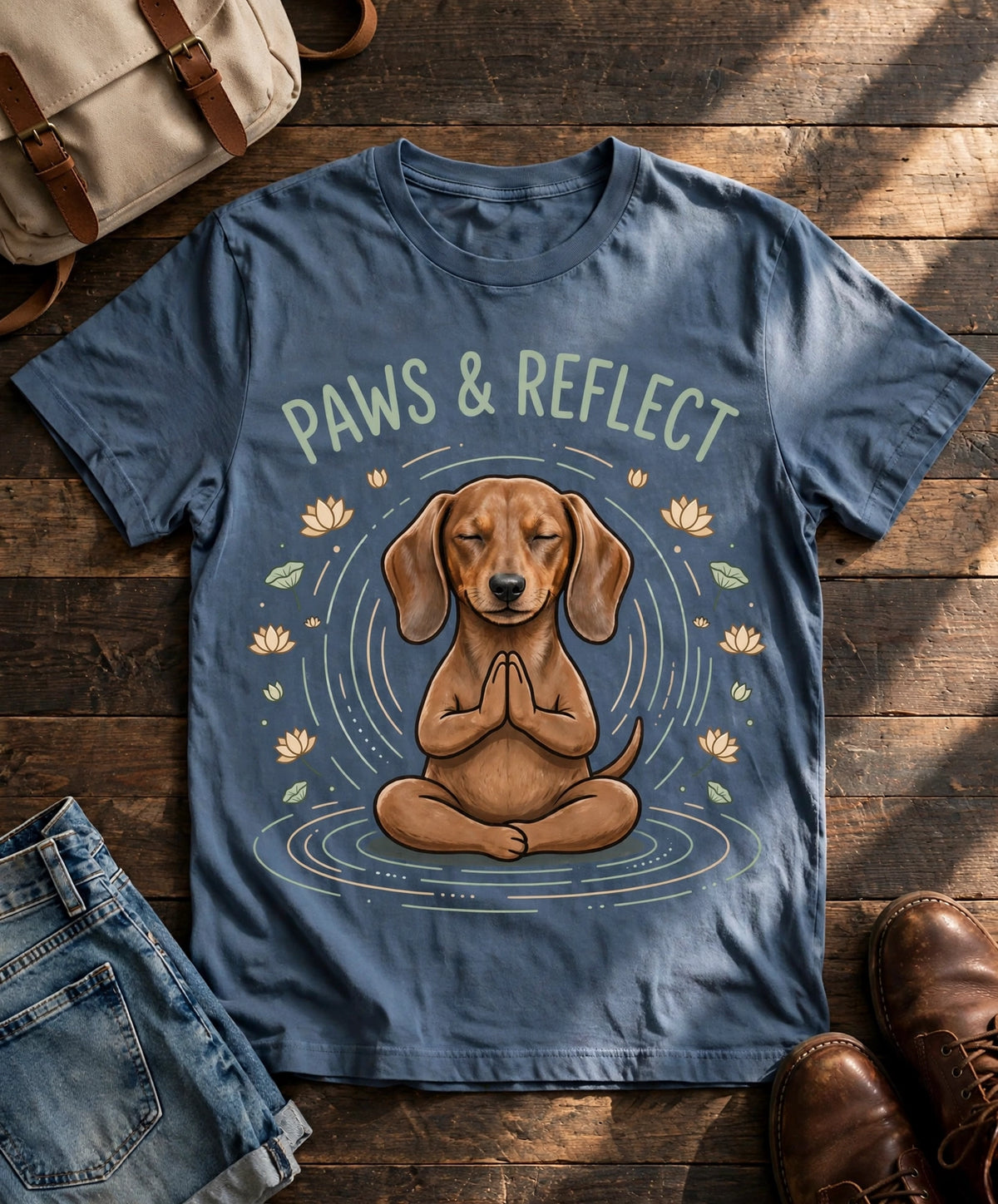 Paws & Reflect Dachshund Tee - Bay flat lay
