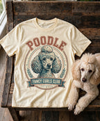 'Fancy Curls Club' Poodle T-Shirt in Butter