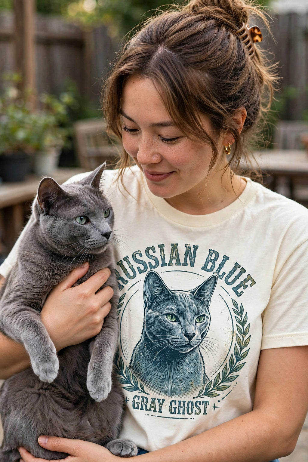'Gray Ghost' Russian Blue T-Shirt — alternate view
