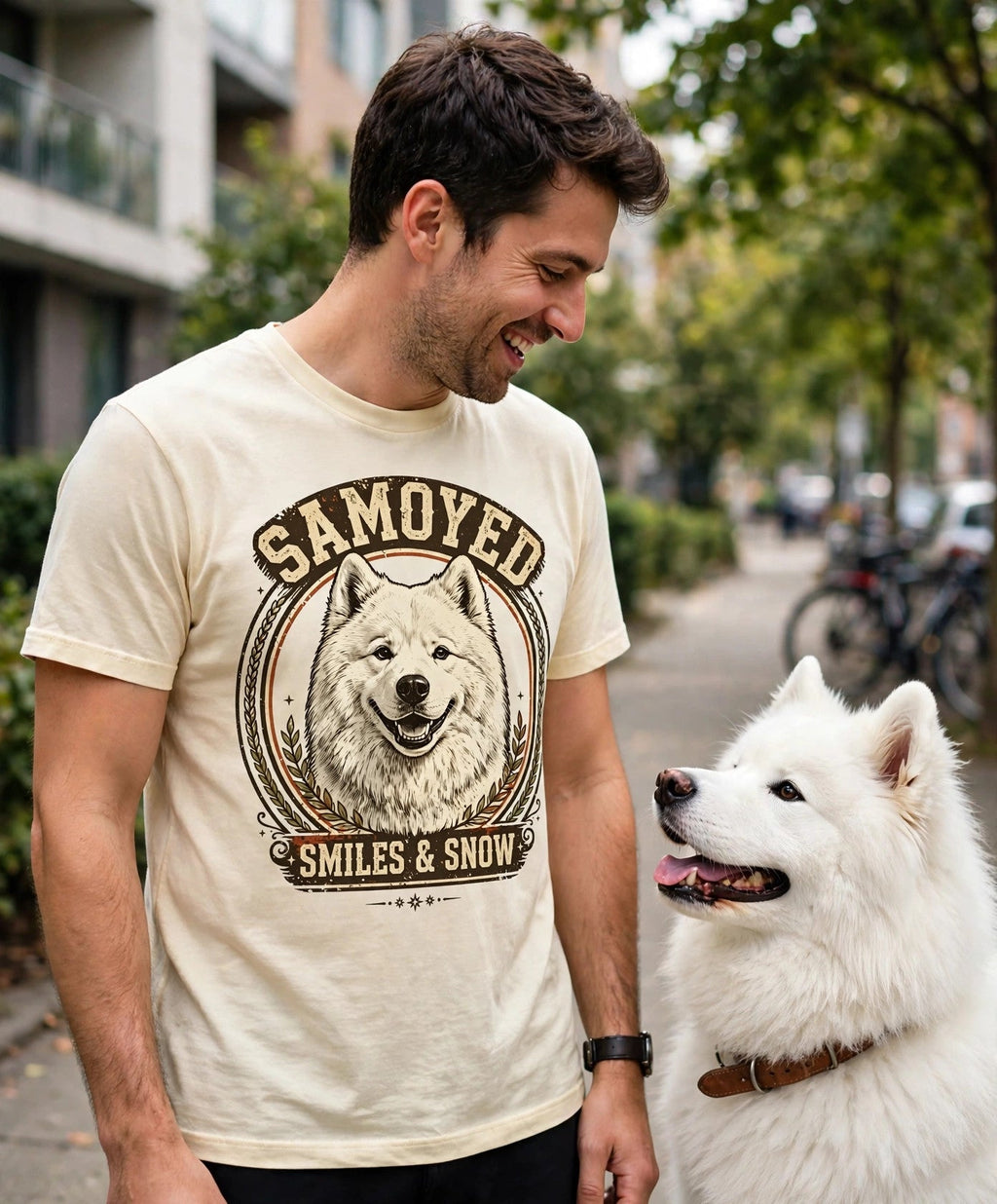 'Smiles & Snow' Samoyed T-Shirt — alternate view